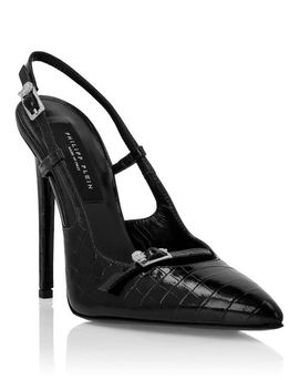 PHILIPP PLEIN PHILIPP PLEIN Slingback High Heels Crocco Print Buckle Skull Women