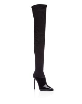 PHILIPP PLEIN PHILIPP PLEIN Suede & Patent Hi-heel Over The Knee Thigh-high Boots Women