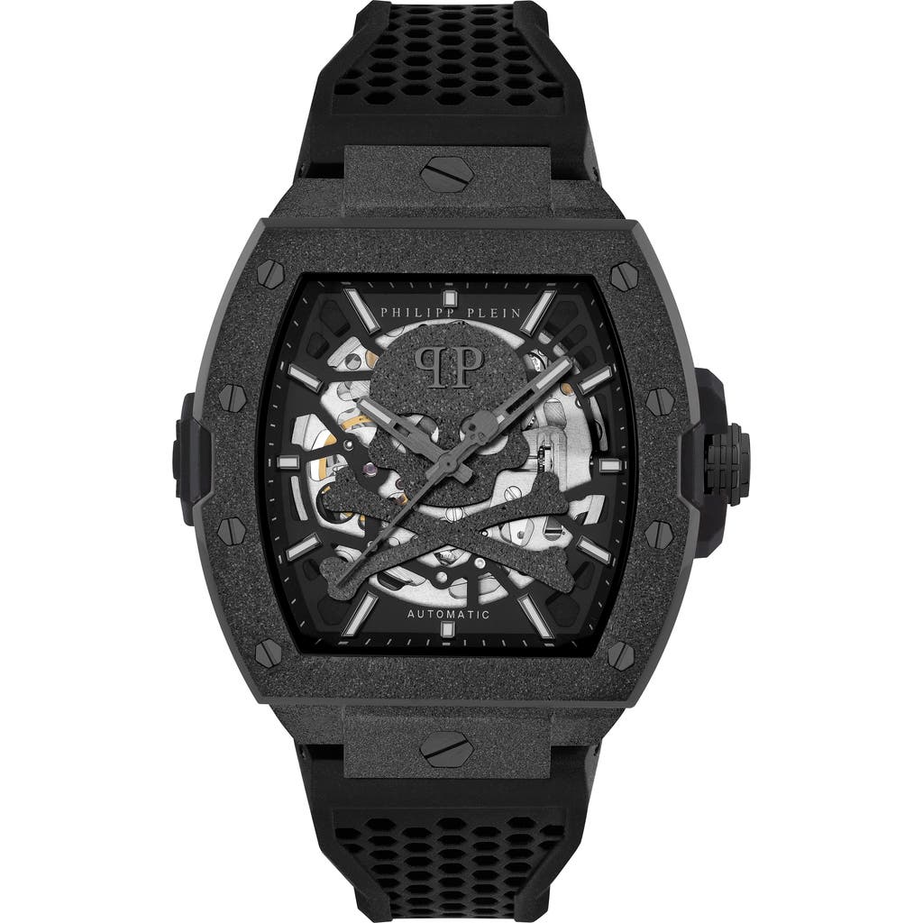 PHILIPP PLEIN PHILIPP PLEIN The $keleton Frosted Silicone Strap Watch, 44mm
