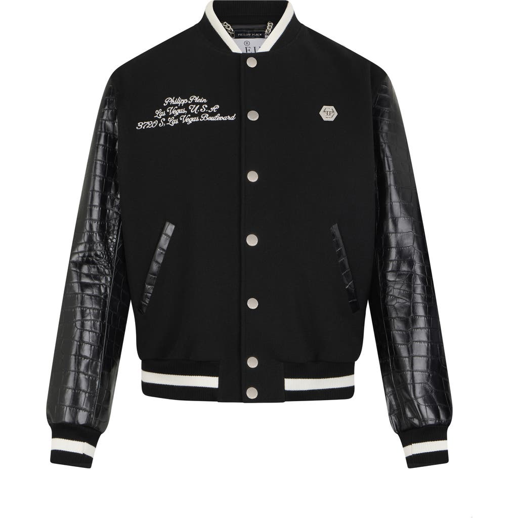 PHILIPP PLEIN PHILIPP PLEIN Varsity Bomber Cocco Sleeves Las Vegas Men