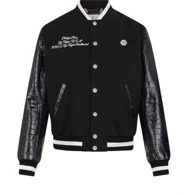 PHILIPP PLEIN PHILIPP PLEIN Varsity Bomber Cocco Sleeves Las Vegas Men