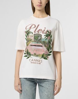PHILIPP PLEIN PHILIPP PLEIN Washed Man Fit T-Shirt Cannes Tennis Club Women