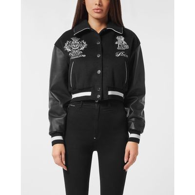 PHILIPP PLEIN PHILIPP PLEIN Wool And Leather College Bomber Teddy Women