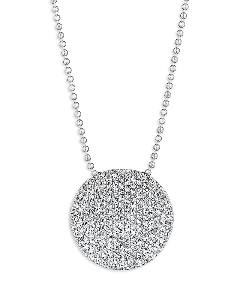 Phillips House Phillips House 14K White Gold Affair Diamond Pave Large Disc Bead Chain Pendant Necklace, 16-18