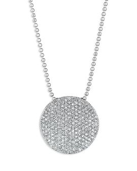 Phillips House Phillips House 14K White Gold Affair Diamond Pave Large Disc Bead Chain Pendant Necklace, 16-18
