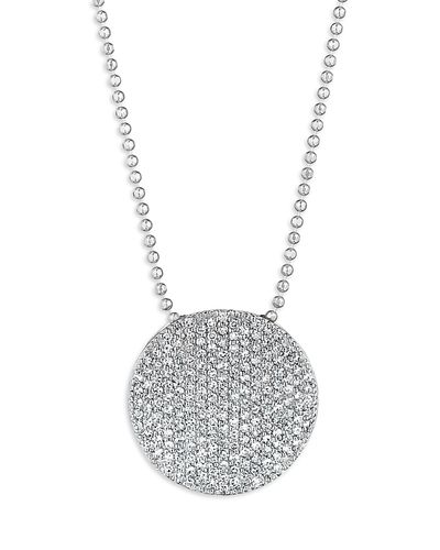 Phillips House Phillips House 14K White Gold Affair Diamond Pave Large Disc Bead Chain Pendant Necklace, 16-18