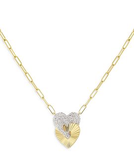 Phillips House Phillips House 14K Yellow Gold Aura Diamond Double Heart Pendant Necklace, 16-18