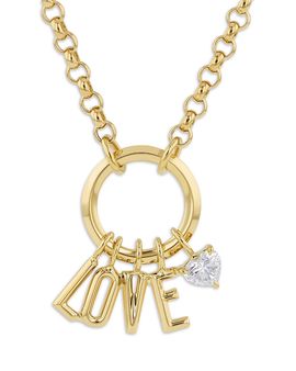 Phillips House Phillips House 18K Yellow Gold Initial Diamond Love Charm Pendant Necklace, 16-18