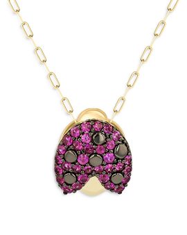 Phillips House Phillips House 18K Yellow Gold Symphony Ruby Ladybug Pendant Necklace, 16-18