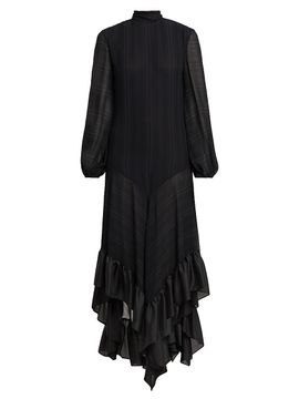 Philosophy di Lorenzo Serafini Women's Ruffled Silk Tie-Back Maxi Dress