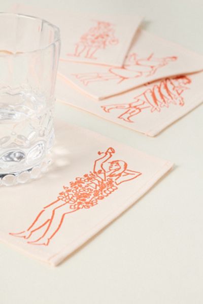 Phthalo Ruth Phthalo Ruth x Julie Peach Dinner Girls Cocktail Napkins, Set of 4
