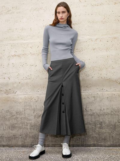 PIA STUDIO BA_A-line gray suit skirt