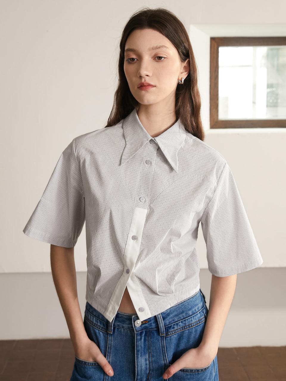 PIA STUDIO BA_Casual short shirt_GRAY