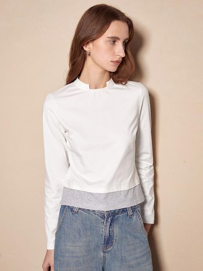 PIA STUDIO BA_Standing collar cropped top_2color
