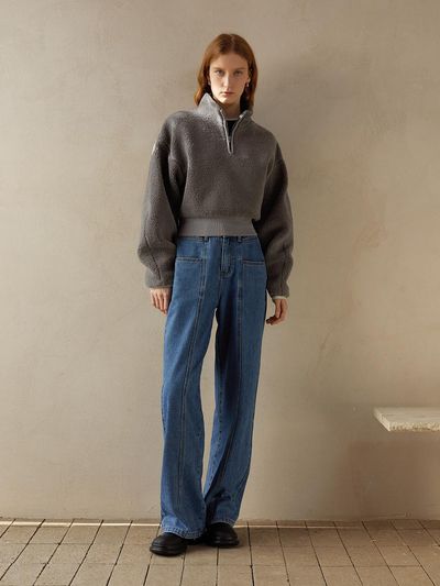 PIA STUDIO High Waist Classic Silhouette Jeans [Blue]