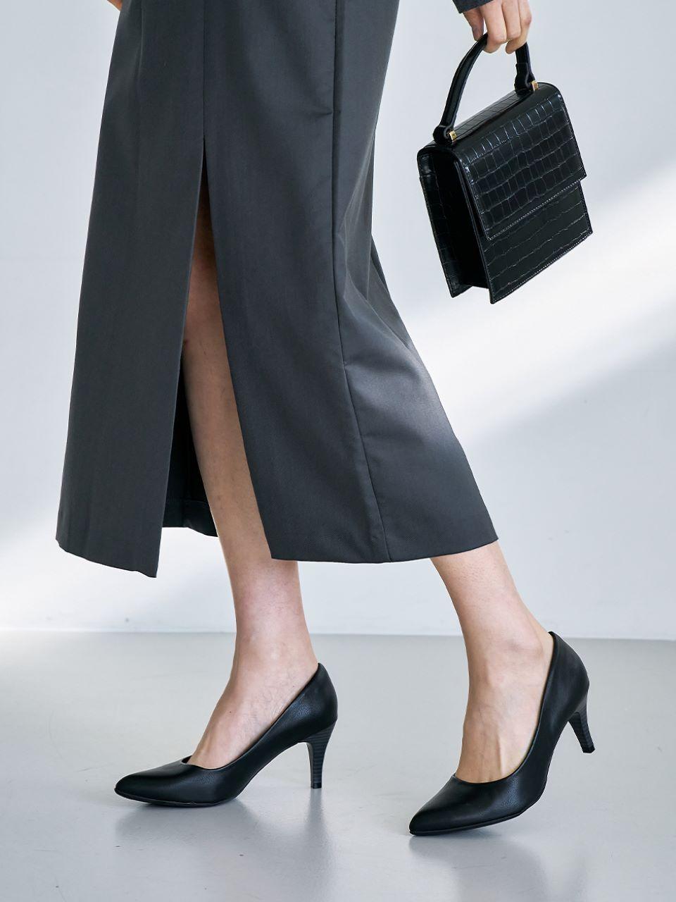 PICCADILLY 7cm Heel Classic Pumps [Black]
