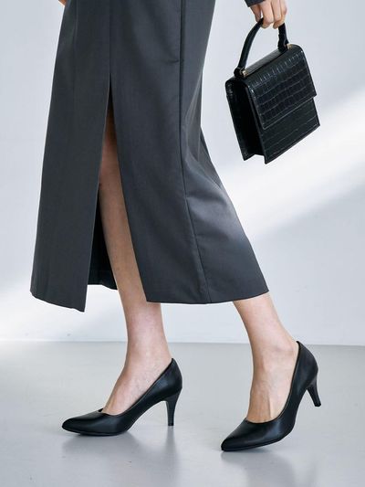PICCADILLY 7cm Heel Classic Pumps [Black]
