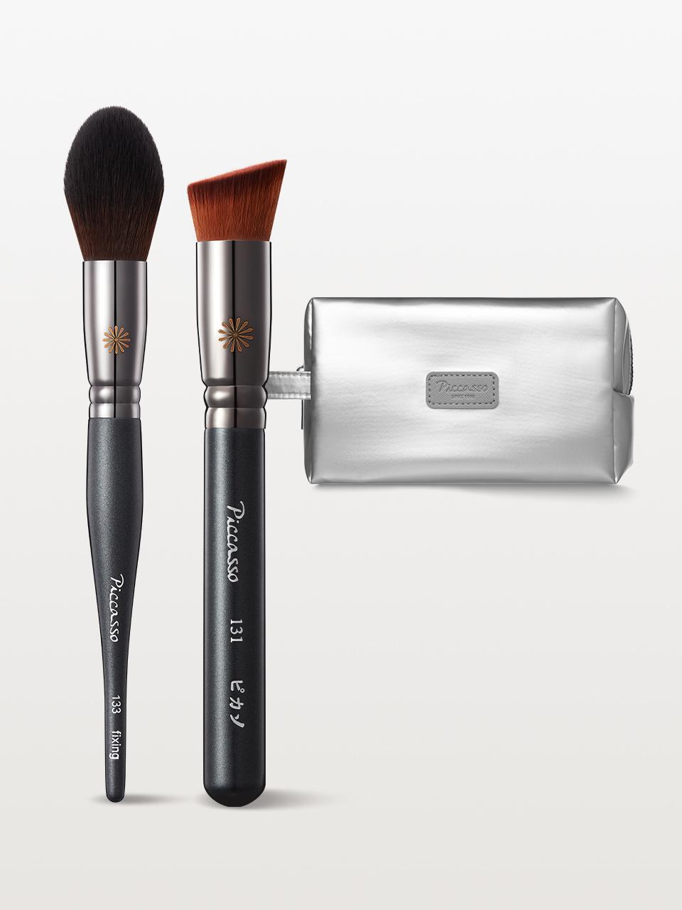 Piccasso [Picasso] Porcelain Skin Set (133 Fixing Powder + 131 Foundation + Everyday Silver Pouch)