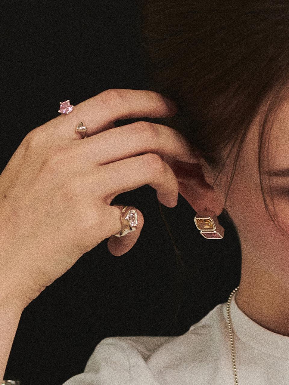 PICOMENT #006 Heart Cubic Zirconia Open Ring_Pink