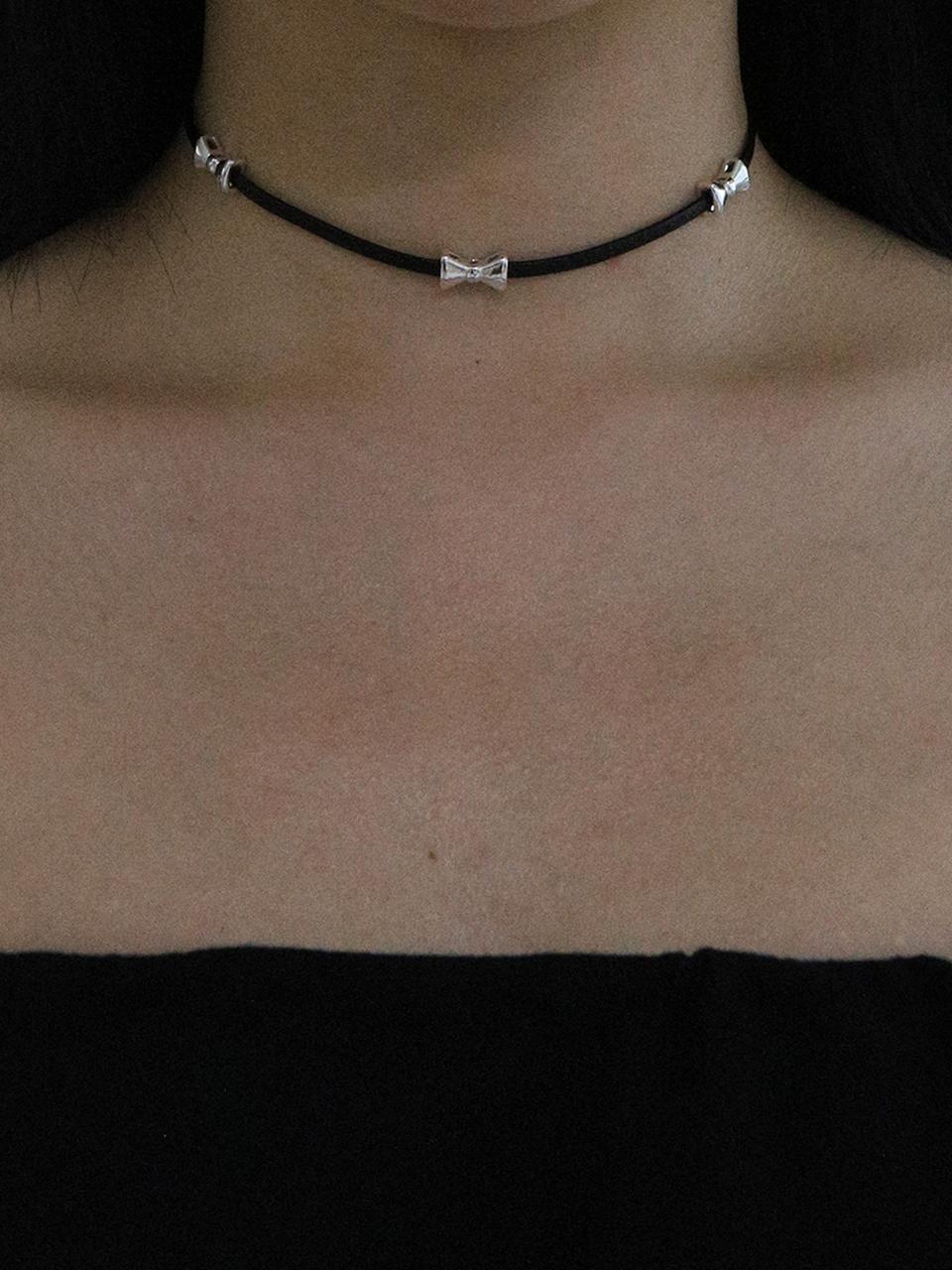 PICOMENT 3 Ribbon Leather Strap Chocker