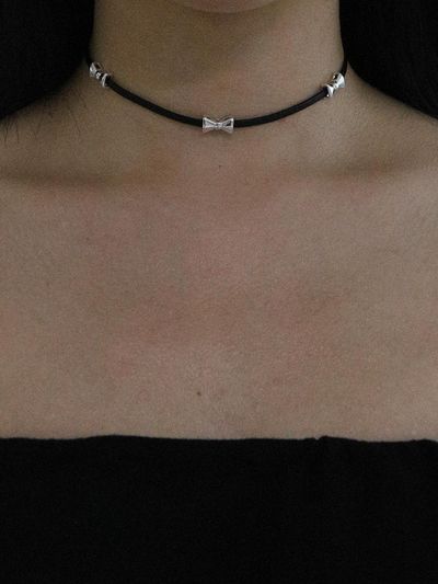 PICOMENT 3 Ribbon Leather Strap Chocker