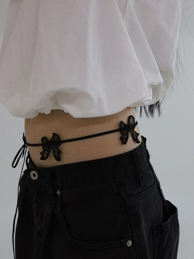PICOMENT Needle Work Ribbon Belt Strap _ Black