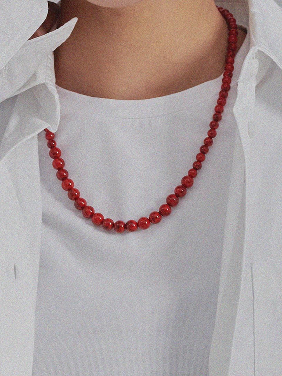 PICOMENT Red Turquoise Gemstone Necklace