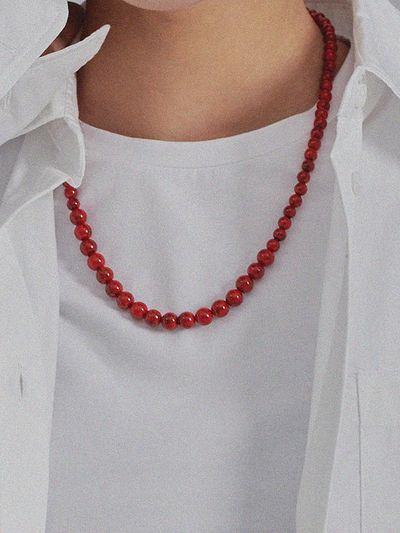 PICOMENT Red Turquoise Gemstone Necklace