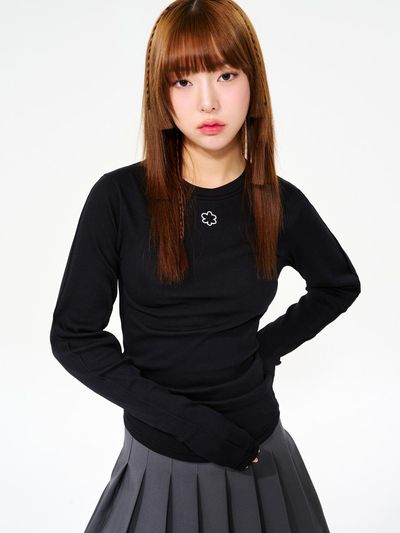 PIECEMAKER Daisy Slim Long Sleeves T-Shirt - Black