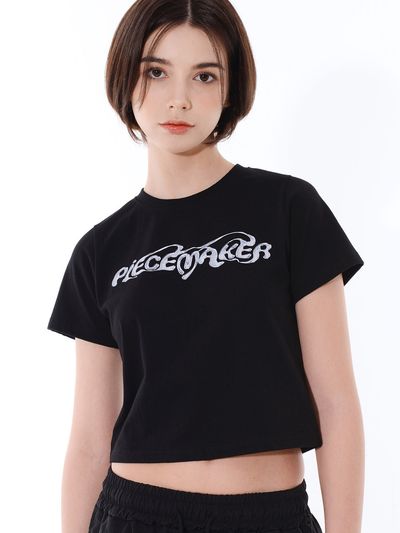 PIECEMAKER Ethnic Melt Cropped T-Shirt _ Black