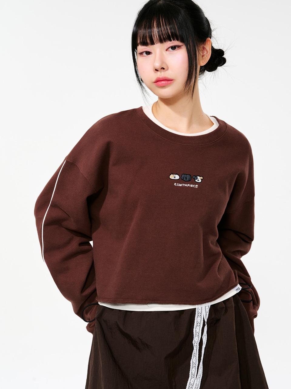 PIECEMAKER EWP Family Line Sweat Long Sleeve Tee Brown