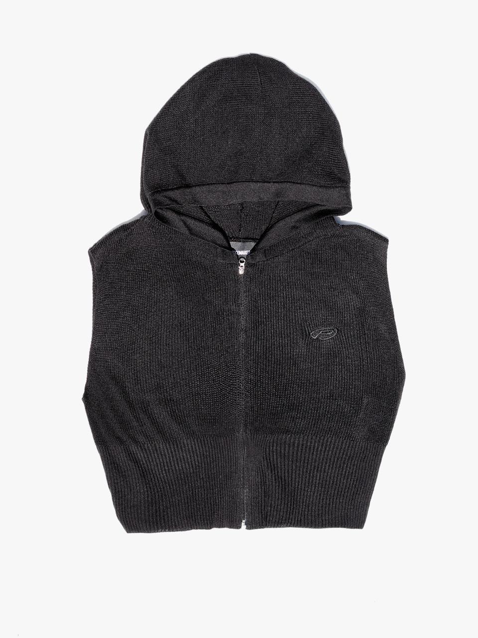 PIECEMAKER EX KNIT HOOD VEST (BLACK)