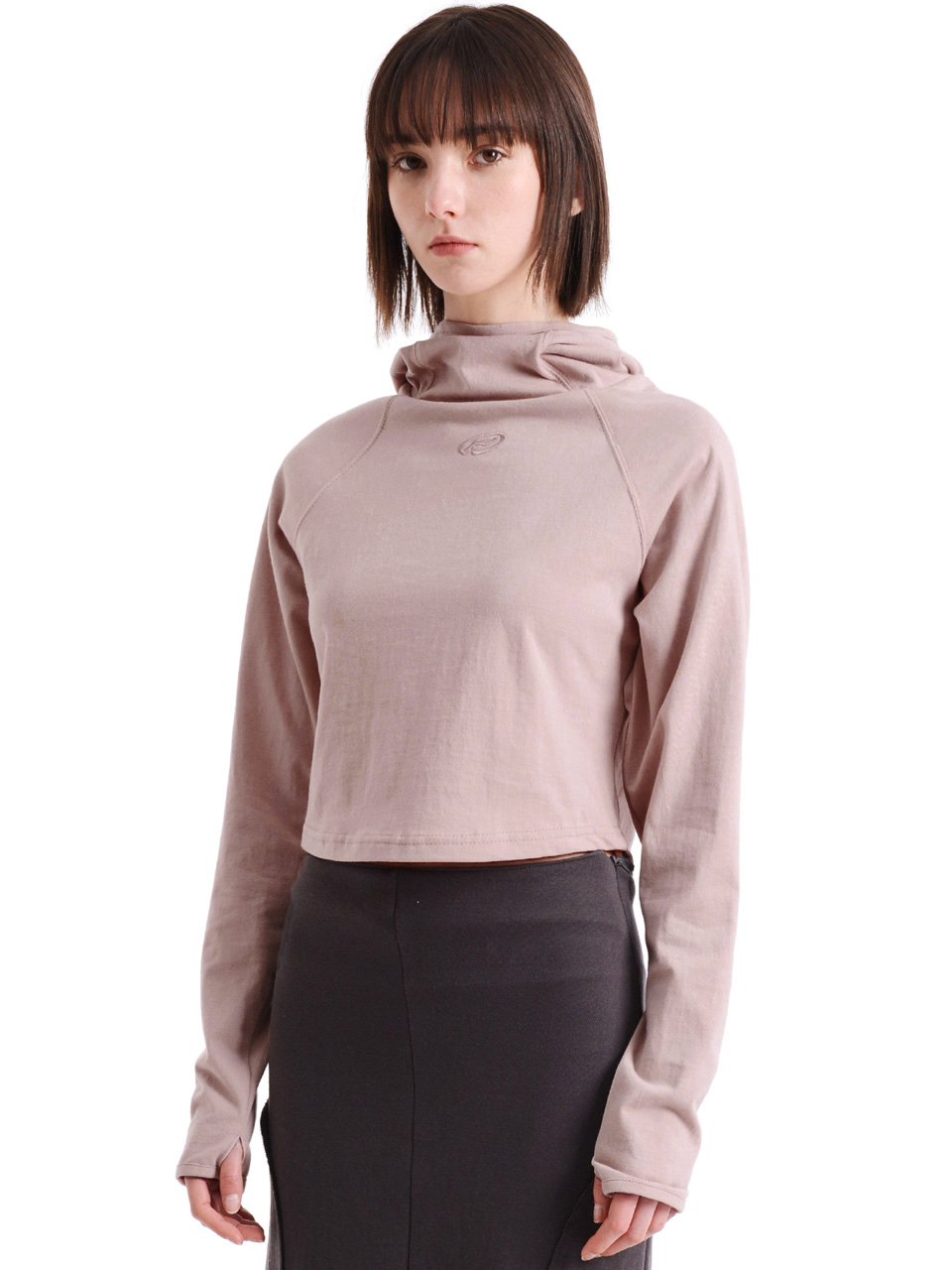 PIECEMAKER Ex Light Cropped Hoodie - Pink Beige