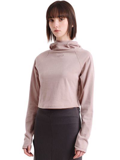 PIECEMAKER Ex Light Cropped Hoodie - Pink Beige