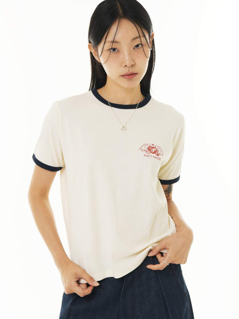PIECEMAKER FINGER PRINT RINGER TEE (IVORY)