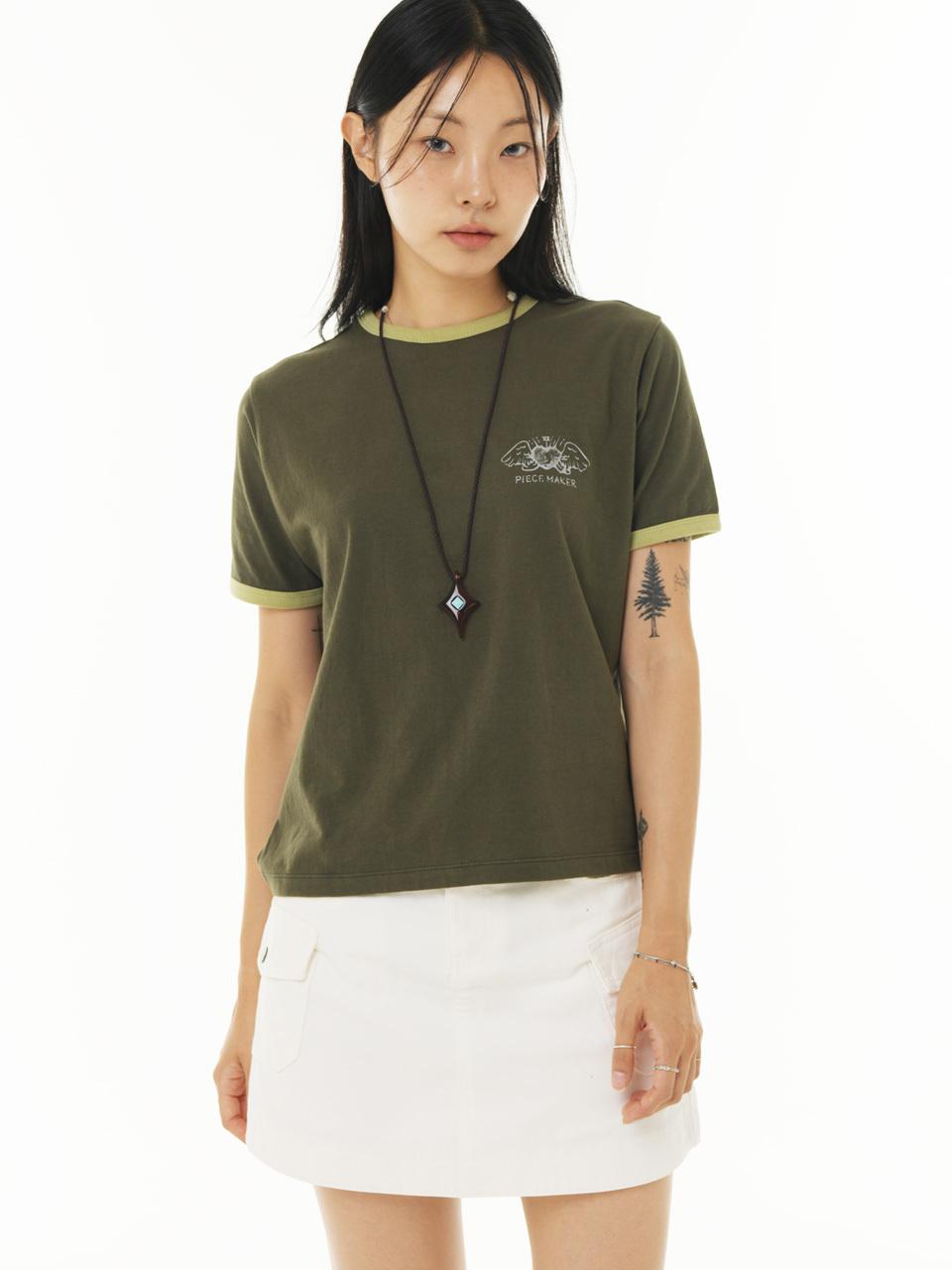 PIECEMAKER FINGER PRINT RINGER TEE (KHAKI)