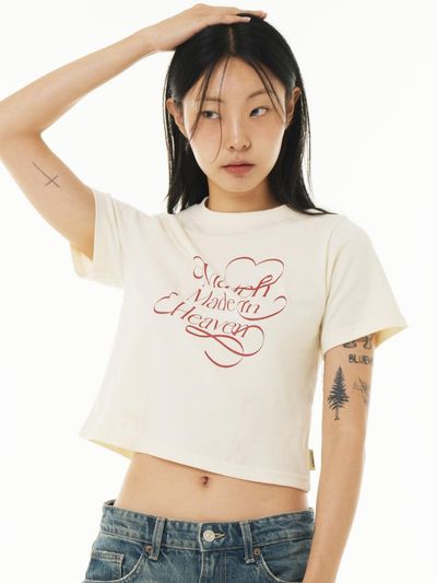 PIECEMAKER HEAVEN CROP TEE (CREAM)