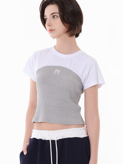 PIECEMAKER Knit Top Layered Tee_Grey