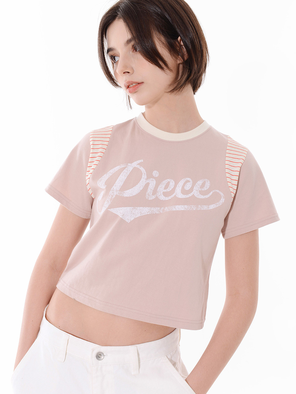 PIECEMAKER Piece Authentic Crop T-Shirt_Pink