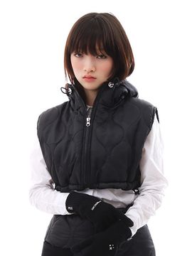 PIECEMAKER Quilted Balaclava Zip-up Vest (Black)