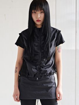 PIECEMAKER TS Nylon Shirring Vest _ Black