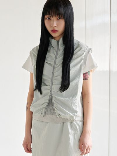 PIECEMAKER TS Nylon Shirring Vest _ Grey