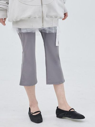PIECEMAKER TS Ribbon Zipper Pants Grey
