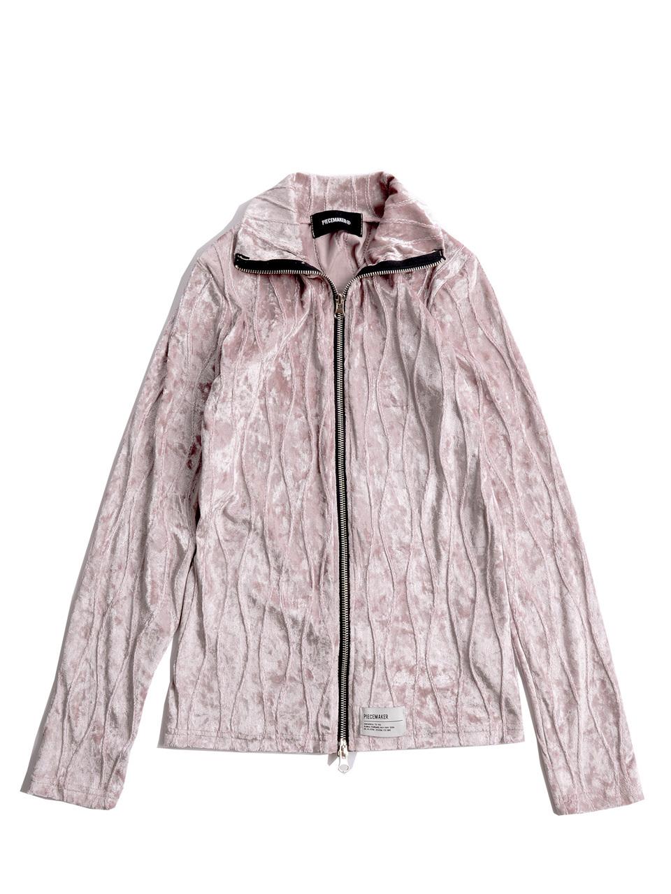 PIECEMAKER VELVET WAVE STITCH 2WAY ZIP UP (PINK)