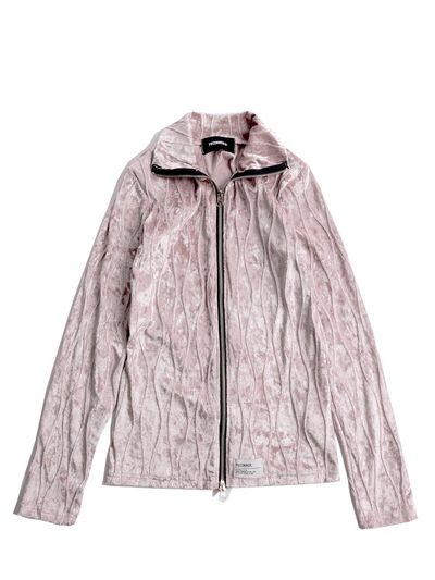 PIECEMAKER VELVET WAVE STITCH 2WAY ZIP UP (PINK)