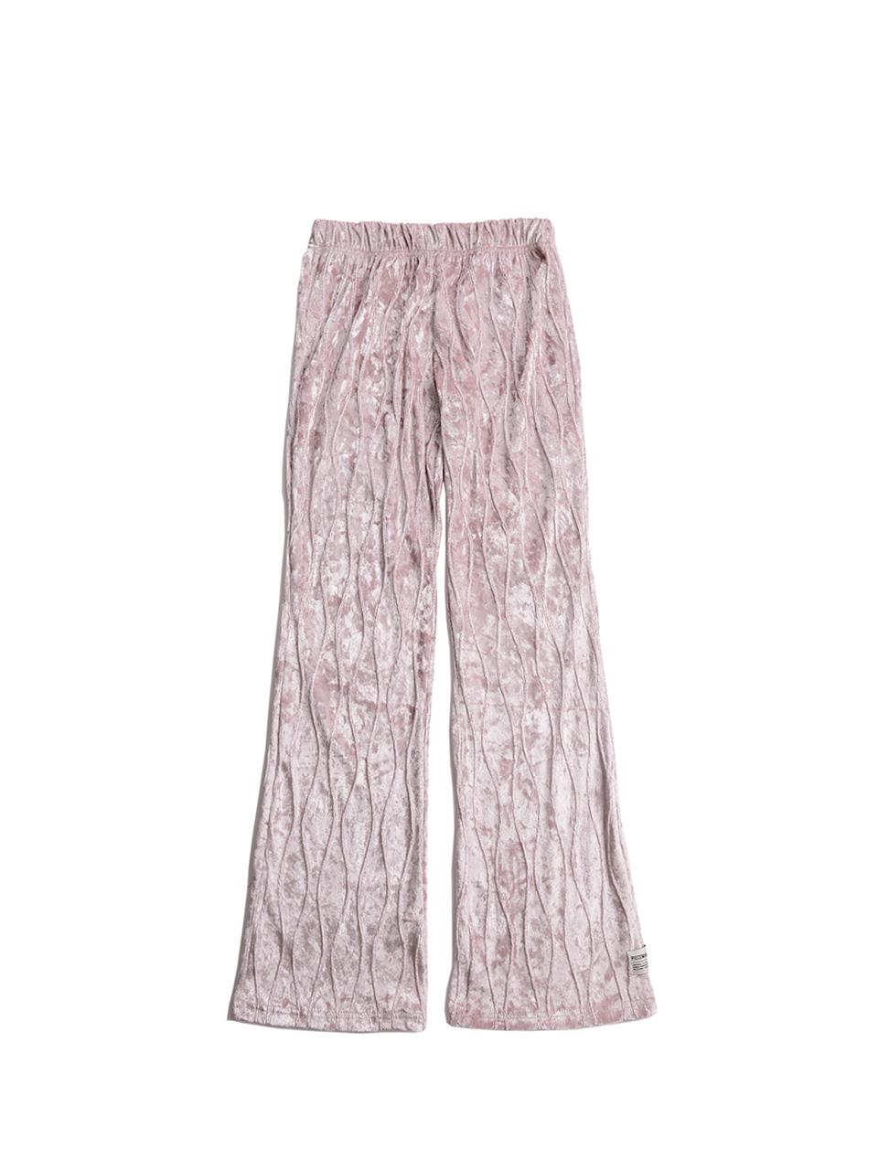 PIECEMAKER VELVET WAVE STITCH BOOTS PANTS (PINK)