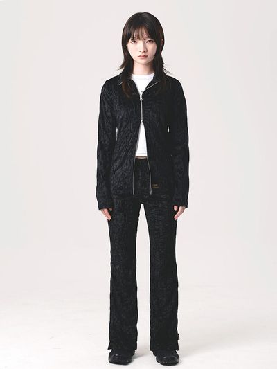 PIECEMAKER VELVET WAVE ZIPUP PANTS SET UP (3COLOR)
