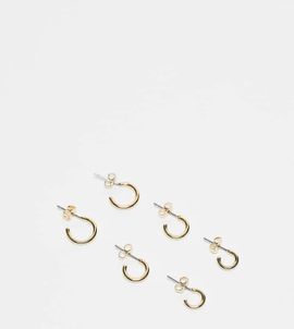 Pieces Pieces 18k plated 3-pack everyday huggie and hoop earrings in gold