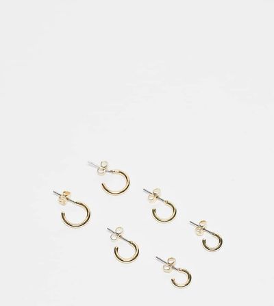 Pieces Pieces 18k plated 3-pack everyday huggie and hoop earrings in gold