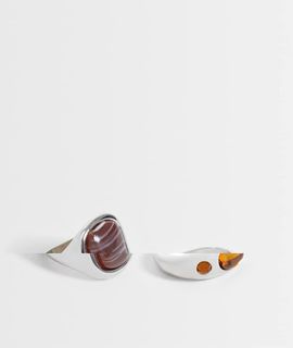 Pieces Pieces 2-pack resin stone rings in silver tone